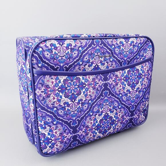 VERA BRADLEY Iconic Rolling Work Bag Luggage Carry On Regal Rosette Purple READ - Picture 1 of 16